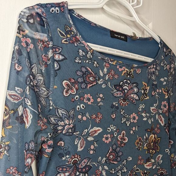 Verve ami bell sleeves mech floral long sleeve shirt top Small @X - Picture 8 of 9